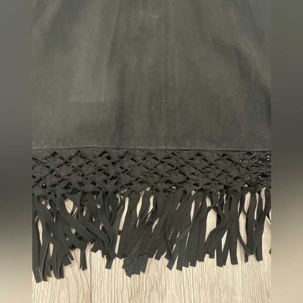 Maje, black suede dress with fringes 2 - Picture 3 of 7